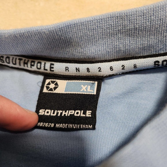 VTG South Pole Mens XL Embroidered Spellout Blue Long Sleeve T Shirt Streetwear - Picture 6 of 12